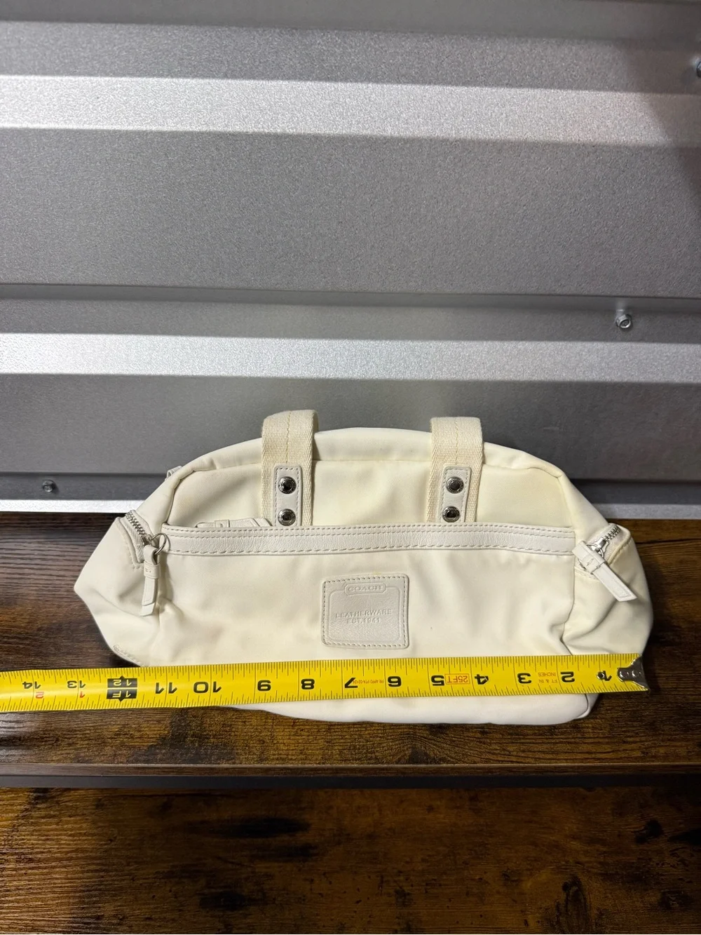 Coach Leatherware White Nylon Leather Trim Satchel Handbag Hampton / Soho series
